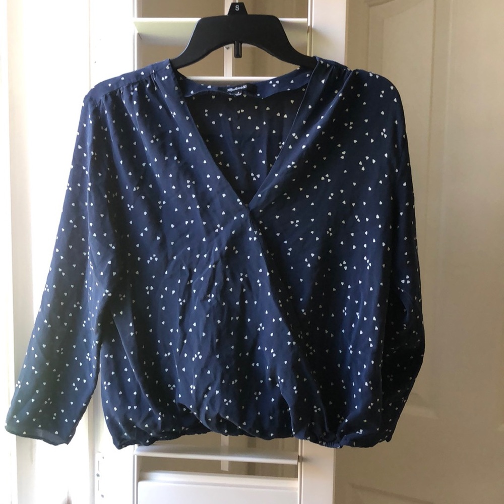 Silk Blouse with White Hearts